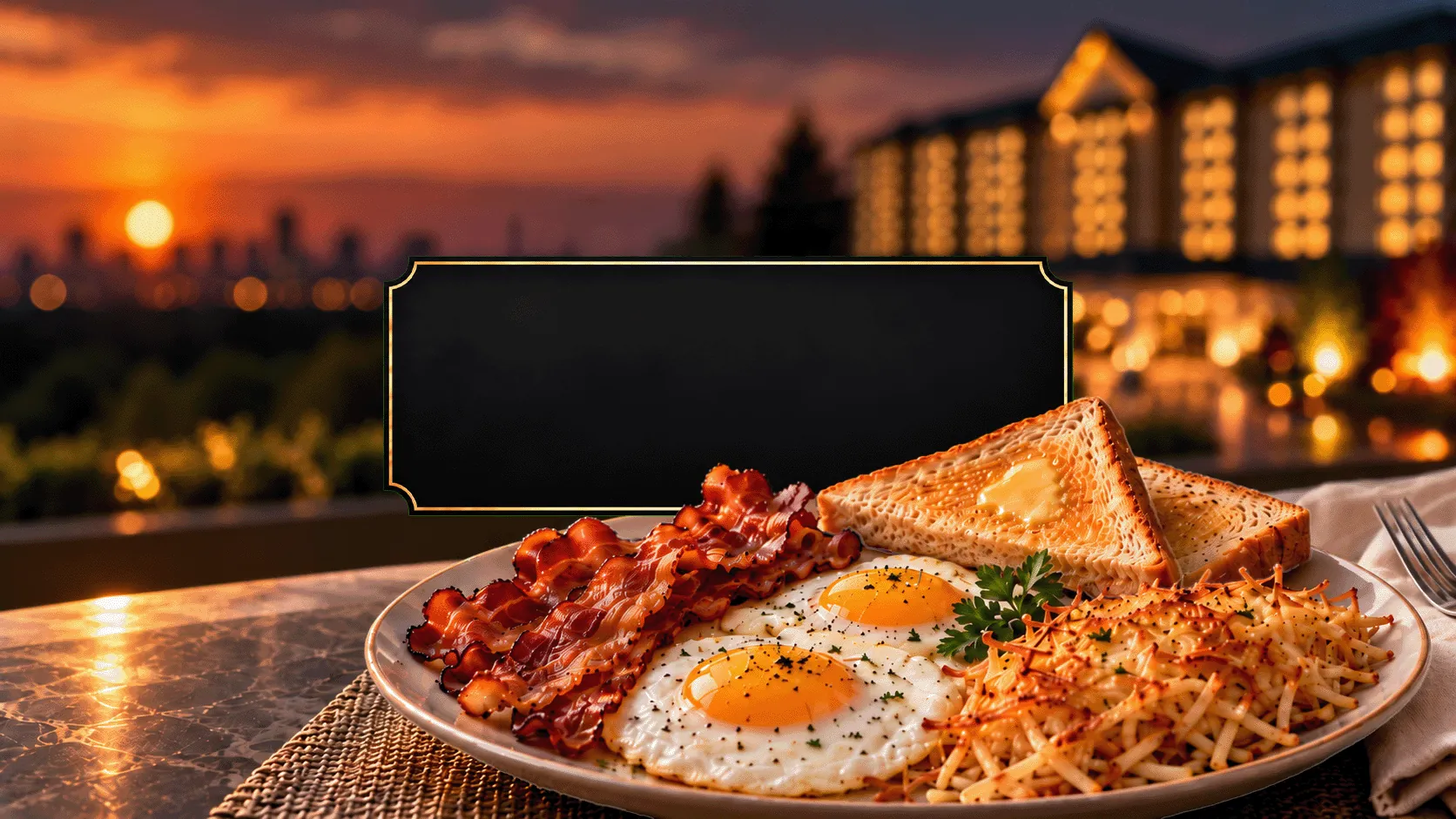 Free breakfast with bacon, eggs and toast when you book direct at Divya Sutra Calgary airport hotel